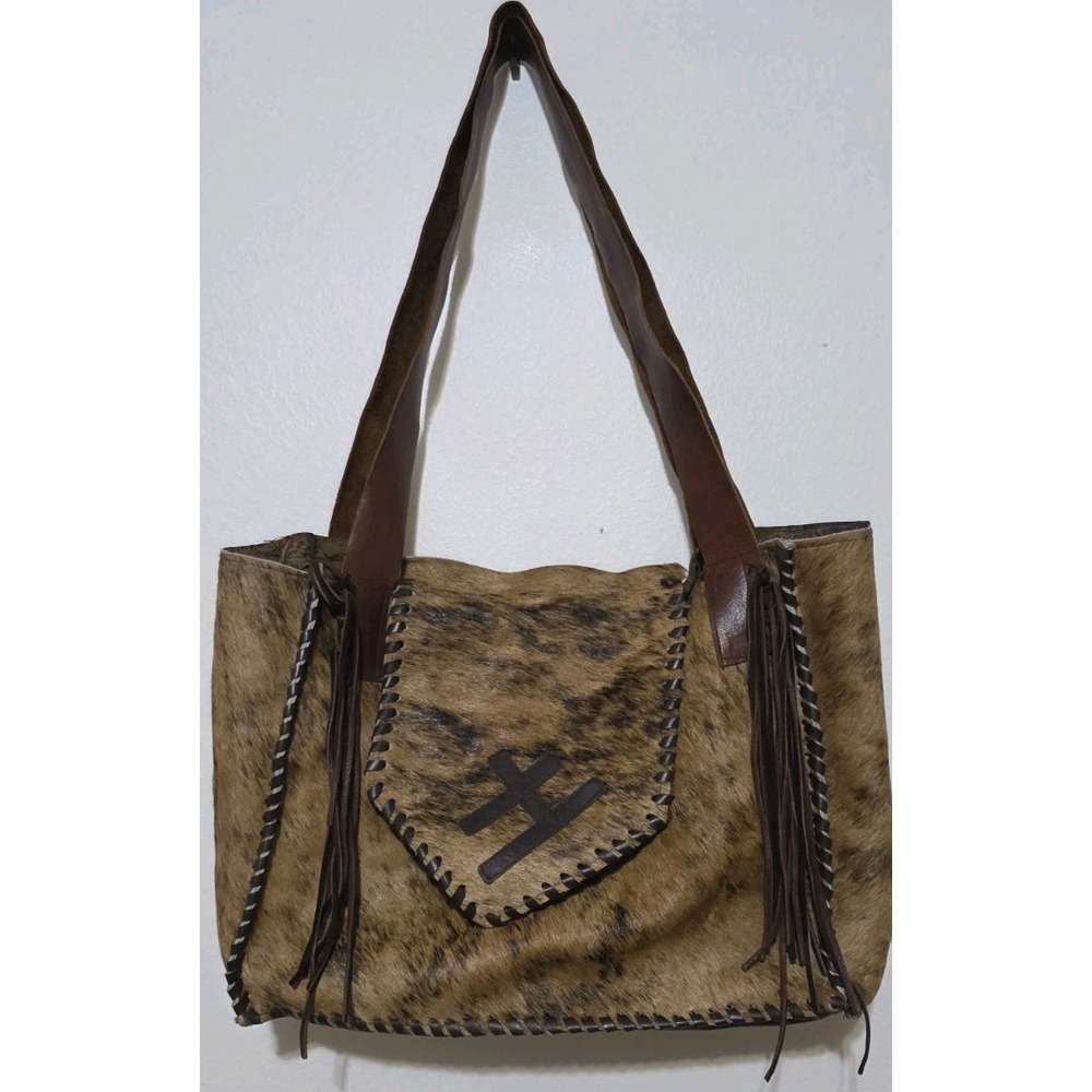 Leather Calf‎ Hair Handmade Shoulder Tote Bag Cowhide Western Rustic Boho Purse